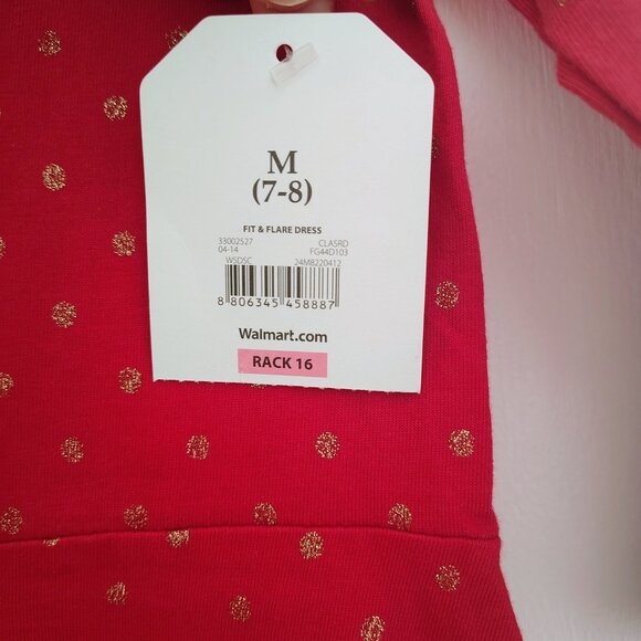 Faded Glory new Red dress with gold polka dots (Medium 7-8) - Picture 2 of 8